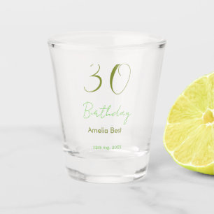COPO DE SHOT ANIVERSÁRIO DE 30 ANOS NOME DATA VERDE NEGRITO RÉT