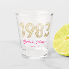 Copo De Shot aniversário de 40 anos Dourado rosa 1983