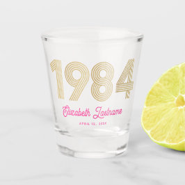 Copo De Shot aniversário de 40 anos Dourado rosa 1984