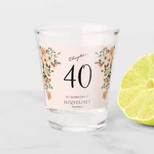 Copo De Shot aniversário de 40 anos Vintage Floral