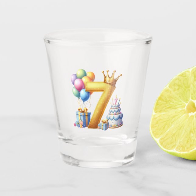 Copo De Shot Aniversário de 7 anos dourado (Frente)