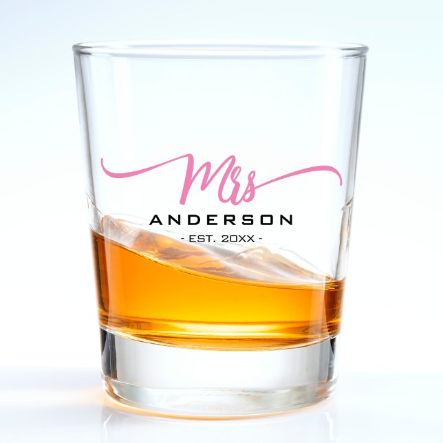Copo De Shot Aniversário de Casamento da Sra. Wife Bride (Pink Mrs Wife Bride Wedding Anniversary Shot Glass
)