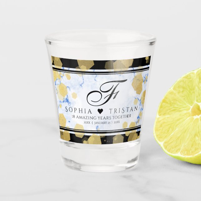 Copo De Shot Aniversário de Casamento de Porcelana 18 (Frente)