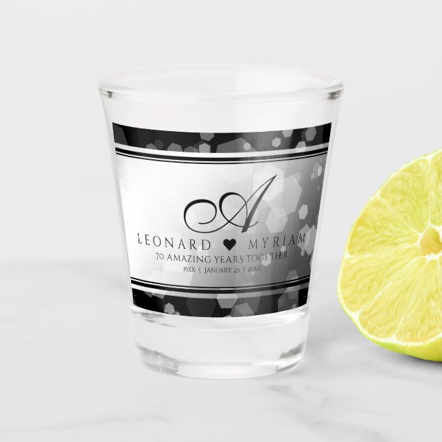 Copo De Shot Aniversário de Casamento do Platinum 70 Elegante (Frente)