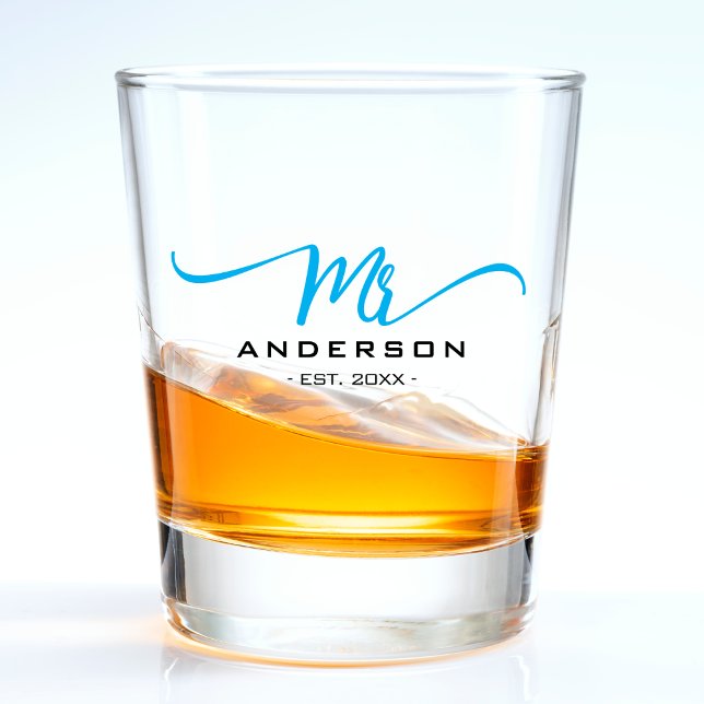 Copo De Shot Aniversário de Casamento do Sr. Husband Groom (Blue Mr Husband Groom Wedding Anniversary Shot Glass
)