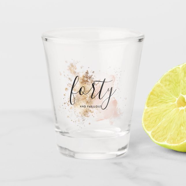 Copo De Shot Aniversário de Mulher Rosa e Dourada (Frente)