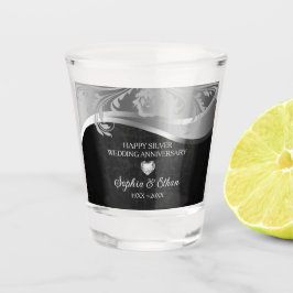 Copo De Shot Aniversário de Prata e Negro