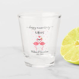 Copo De Shot Aniversário dos Flamingos de Amor