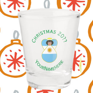 Copo De Shot Anjo de Natal Personalizado com a Bandeira Argenti