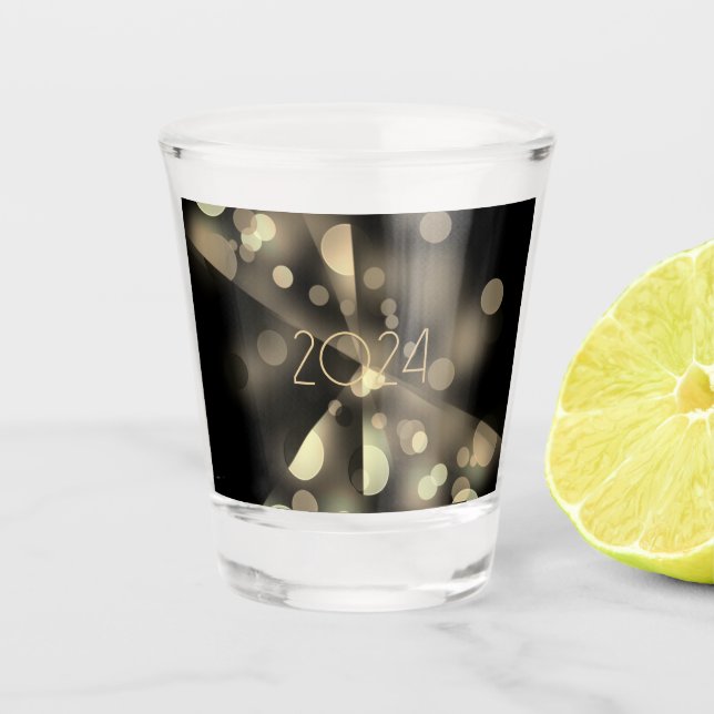 Copo De Shot Ano novo 2024 com bolhas de ouro (Frente)