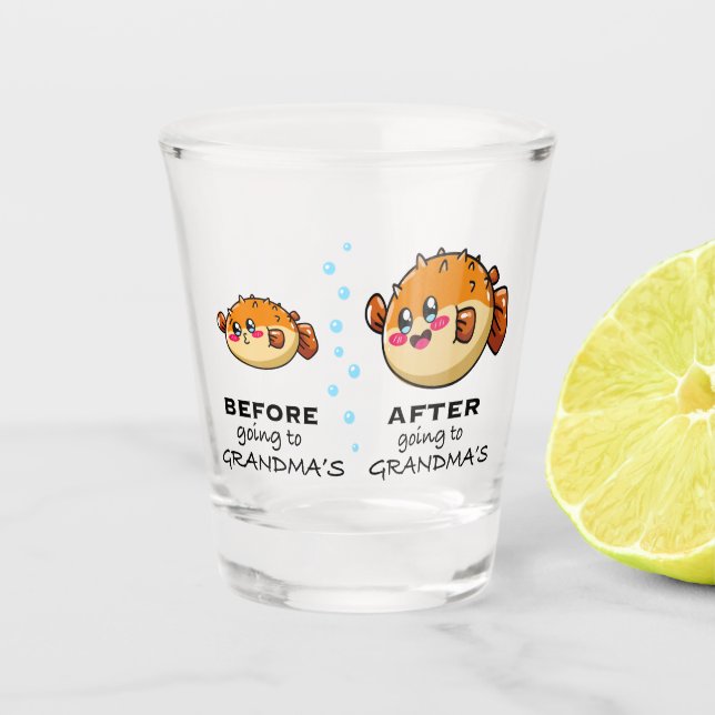Copo De Shot Antes e depois de ir para a vovó Engraçado Nana (Frente)