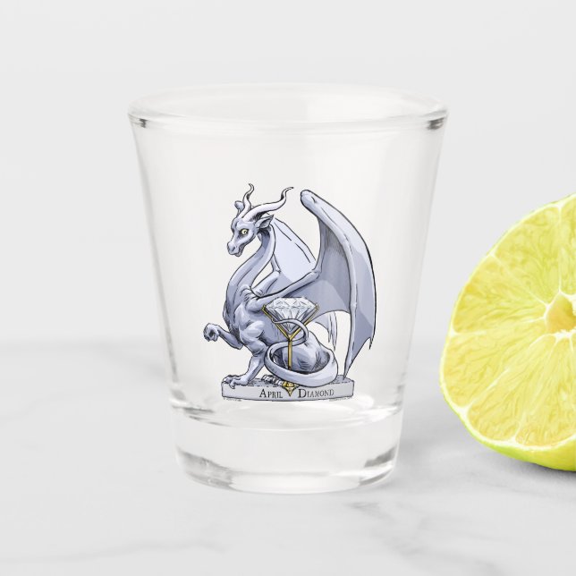 Copo De Shot April Birthstone Dragon: Diamond (Frente)