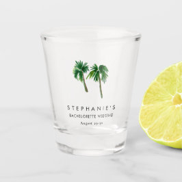Copo De Shot Aquarela Tropical Palmeira Bachelorette