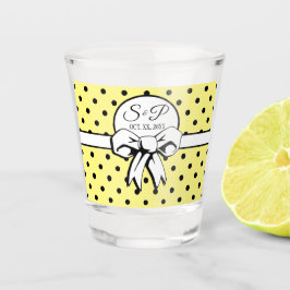 Copo De Shot Arco Branco da Manteiga Amarelo Bolinhas Personali