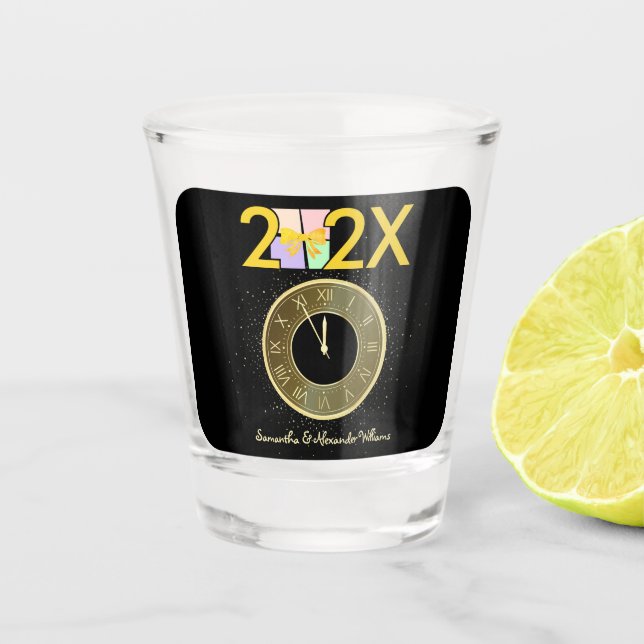 Copo De Shot Arco de caixa de presentes no início do ano novo e (Frente)