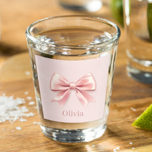 Copo De Shot Arco e nome legíveis cor-de-rosa pastel personaliz