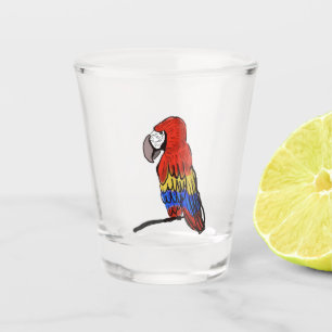 Copo De Shot Arco-Íris Papagaio Macaw Vidro