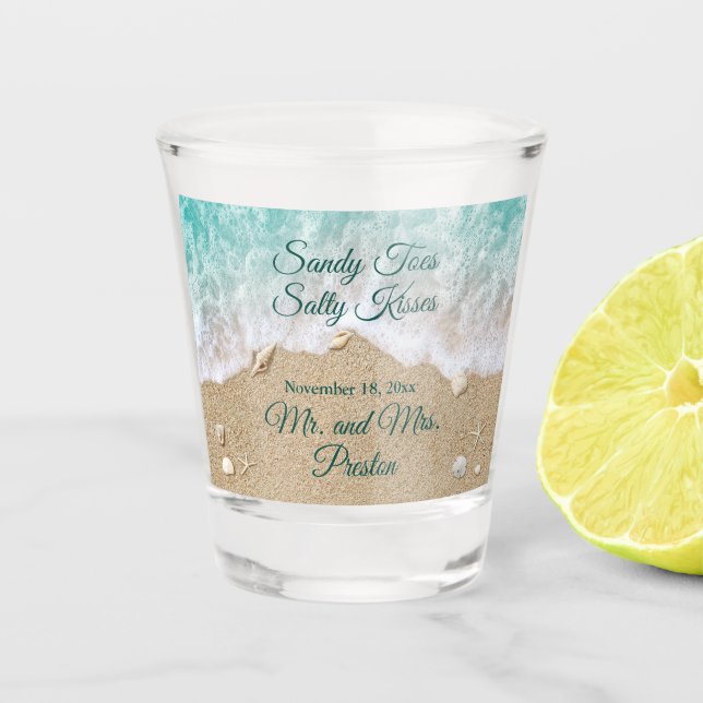 Copo De Shot Areia Ondas Sandy Toes Shot Glass (Frente)