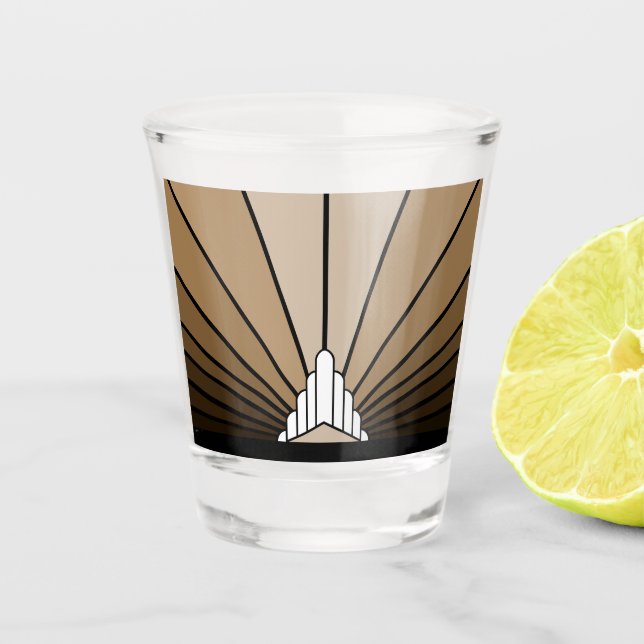 Copo De Shot Art deco sun em bronzeado (Frente)