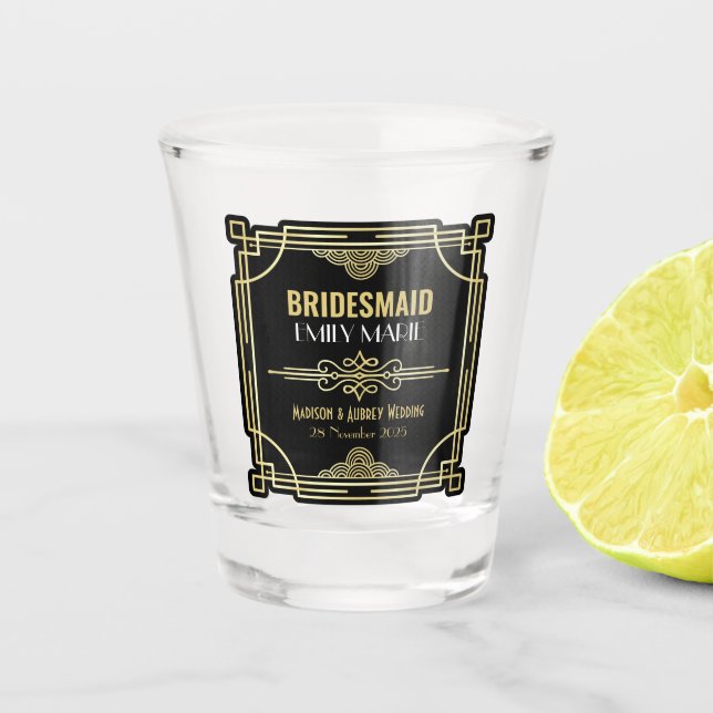 Copo De Shot Art Deco Wedding Bridesmaid Dourado Prefeito 1920 (Frente)
