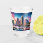 Copo De Shot Arte abstrata da colorida linha do horizonte de Ta<br><div class="desc">Celebre o espírito de Tampa com este copo de shot vibrante com um design colorido e abstrato da linha do horizonte. Perfeito como um souvenir único, presente ou item colecionável para amantes de arte e da cidade.</div>