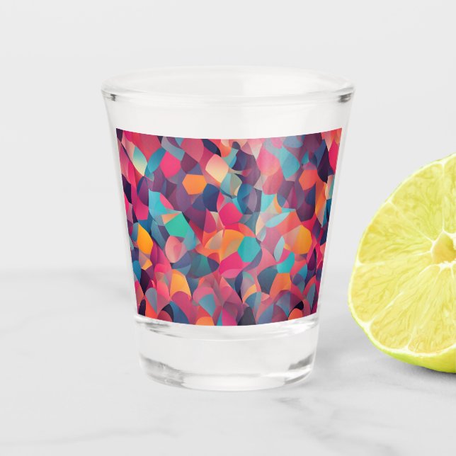 Copo De Shot Arte Abstrato Geométrica Vibrante (Frente)