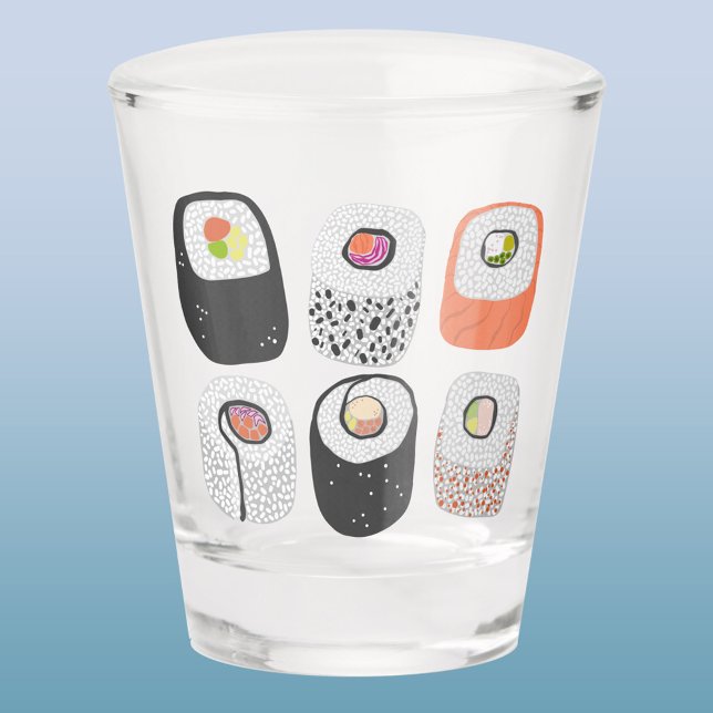 Copo De Shot Arte de Comida Japonesa Sushi Divertido (Fun Japanese sushi food art shot glass)
