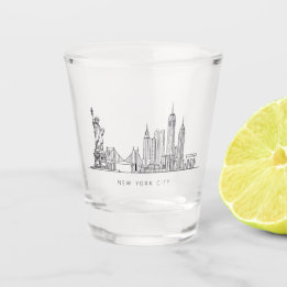 Copo De Shot Arte de Linha da Silhueta Minimalista de Nova York