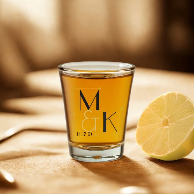 Copo De Shot Arte Deco 1920 Casamento Salvar Vidro Da Data (Save the Date shot glass for your vintage Gatsby Wedding. Just add your initials and wedding date)