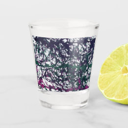 Copo De Shot Arte em Mármore Roxo, Verde e Rosa