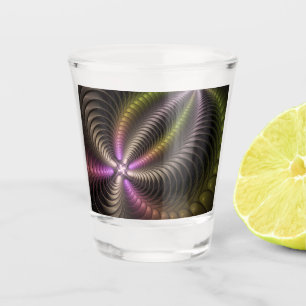 Copo De Shot Arte Fractal 3D Colorida abstrato brilhante
