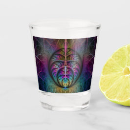 Copo De Shot Arte Fractal Abstrato com Padrão Trippy