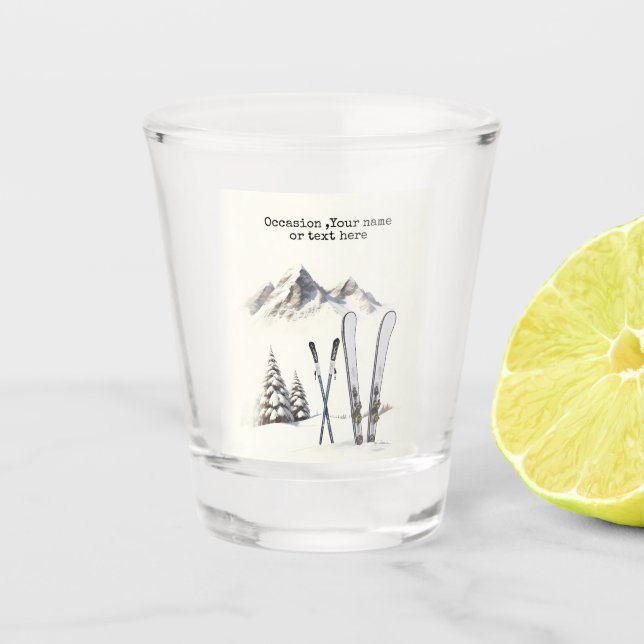 Copo De Shot Árvore de neve russa de aquarela (Frente)