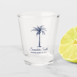 Copo De Shot Árvore Palm Azul Elegante Marinho Personalizada