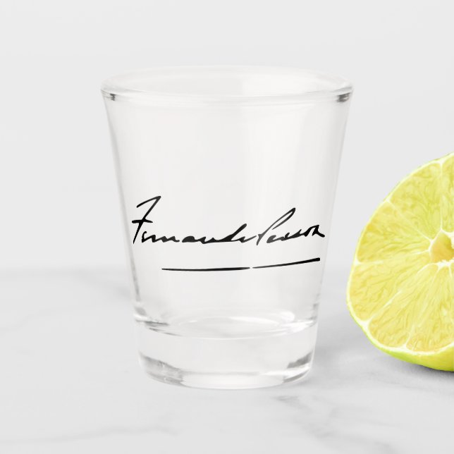 Copo De Shot Assinatura de Fernando Pessoa (Frente)