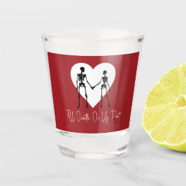 Copo De Shot Até a morte nos separe Skeleton Red Shot Glass