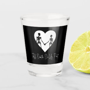 Copo De Shot Até a morte nos separe Skeleton White Shot Glass