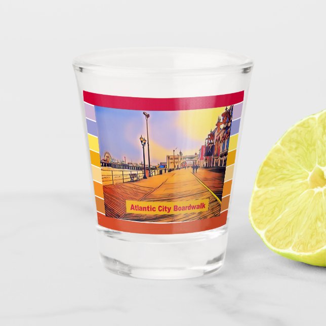 Copo De Shot Atlantic City Boardwalk Pop Art (Frente)