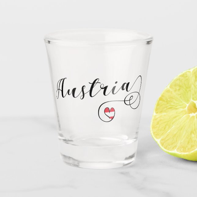 Copo De Shot Austria Heart Mug, Bandeira Austríaca (Frente)