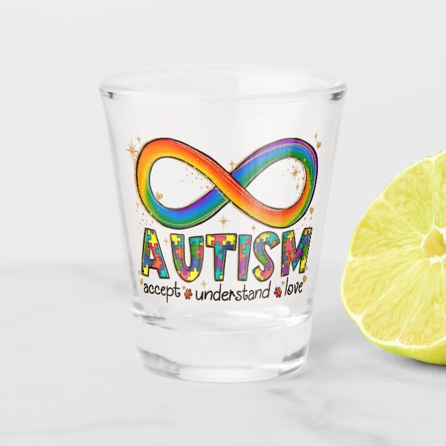 Copo De Shot Autismo Accept, Love, Entenda (Frente)