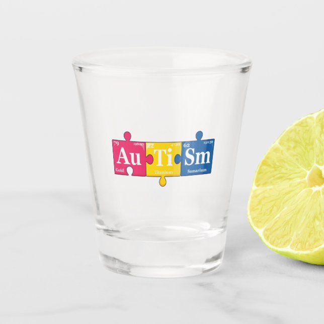 Copo De Shot Autismo Elementos Química de Consciência Periódica (Frente)