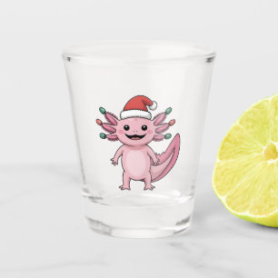 Copo De Shot Axolote Engraçado de Natal com Chapéu de Papai Noe