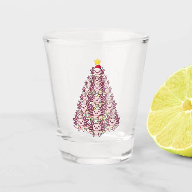 Copo De Shot Axolote Fofo Criando uma Árvore de Natal   (Frente)