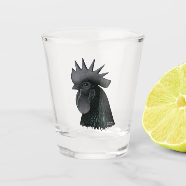 Copo De Shot Ayam Cemani Rooster Head (Frente)