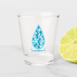 Copo De Shot Azul e branco Mantenha-se Hidrata