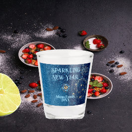 Copo De Shot Azul Espumante Ano Novo Estrelas de Brilho Festa F