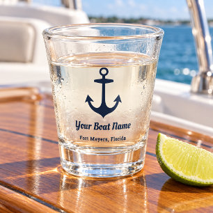 Copo De Shot Azul Marinho Náutico Bem-vindo a Bordo Nome do Bar