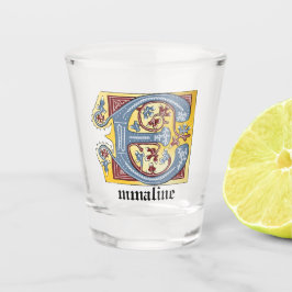 Copo De Shot Azul Medieval e Vermelho Ivy Iluminado - Letra E
