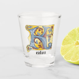 Copo De Shot Azul Medieval e Vermelho Ivy Iluminado - Letra K