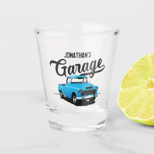 Copo De Shot Azul Vintage Nome do Caminhão Vintage Vidro Person